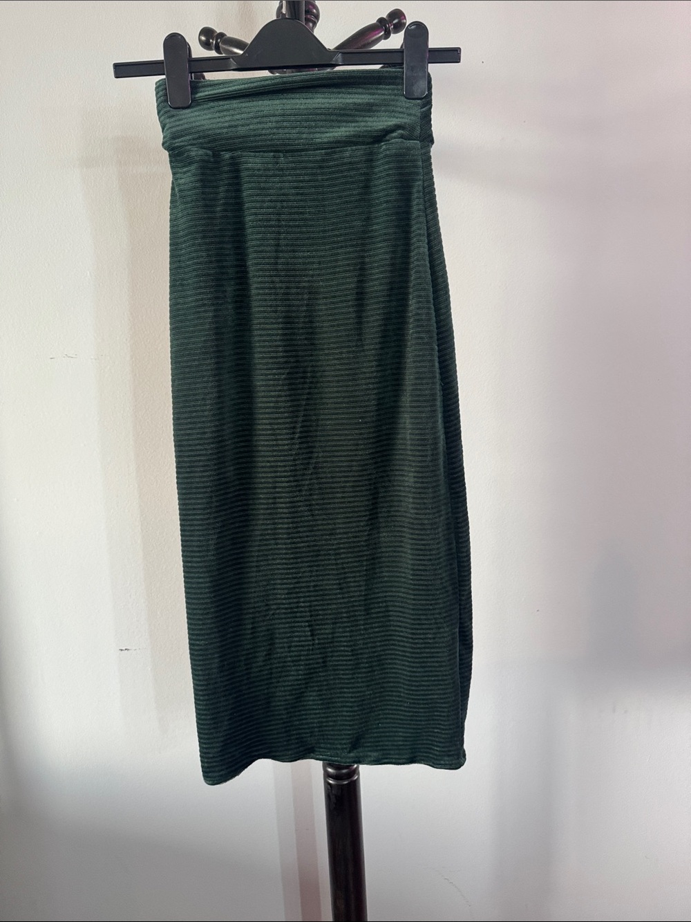 Dark Green Ribbed Midi Skirt 31